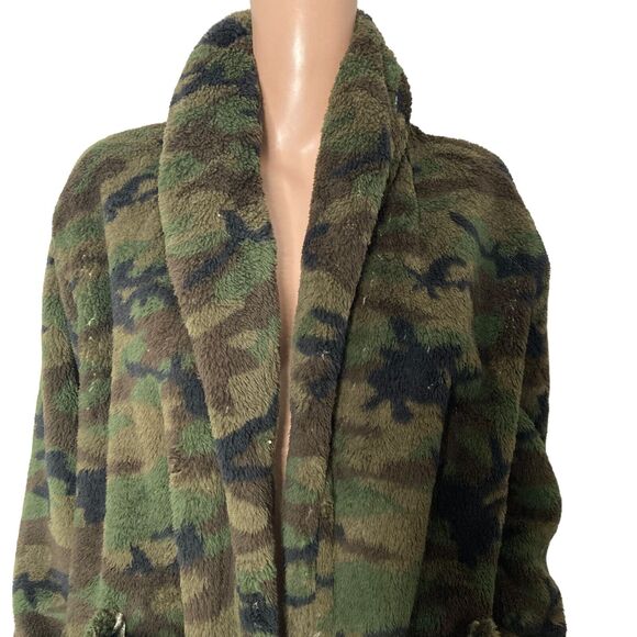 Love Fire Jacket Womens Small Fleece Green Camo Open Front Soft - Picture 6 of 9